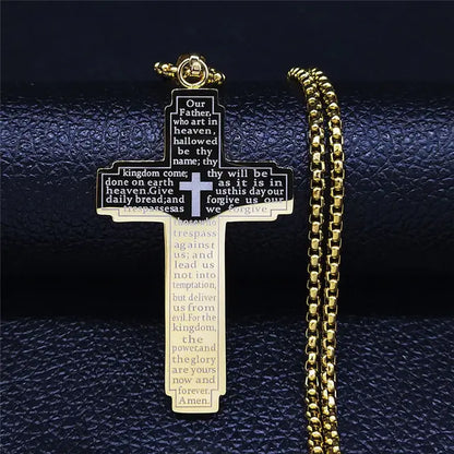 Lord's Prayer Cross Necklace