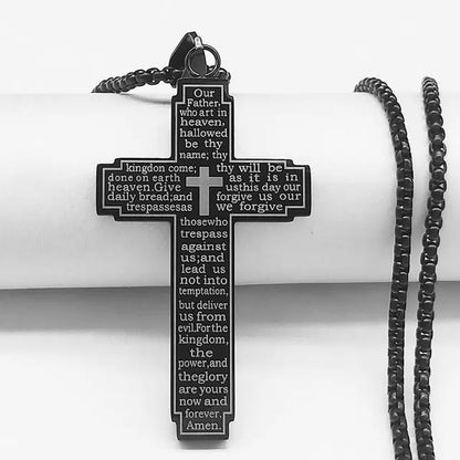 Lord's Prayer Cross Necklace