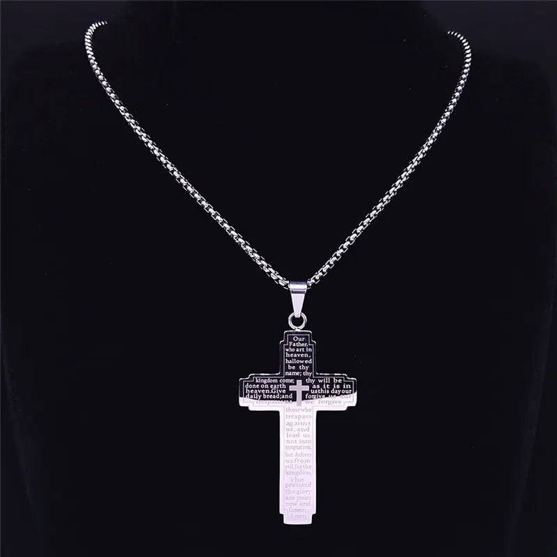 Lord's Prayer Cross Necklace