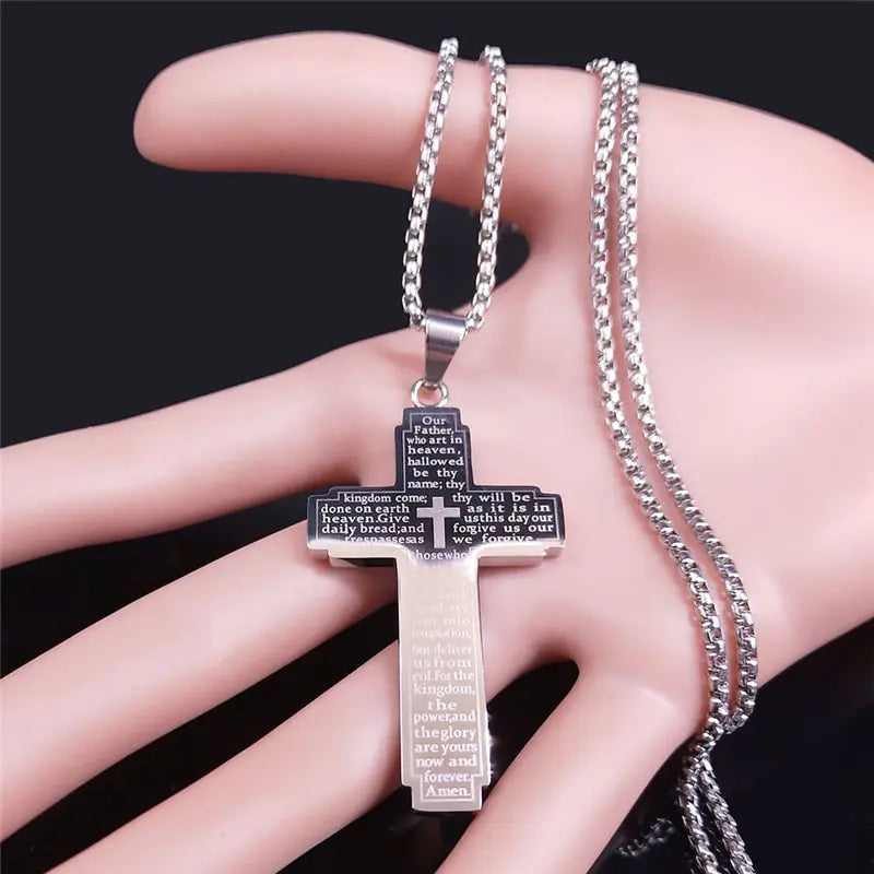 Lord's Prayer Cross Necklace